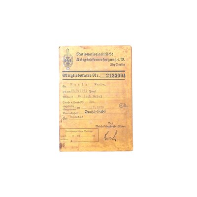 Carte de membre NSKOV WW2