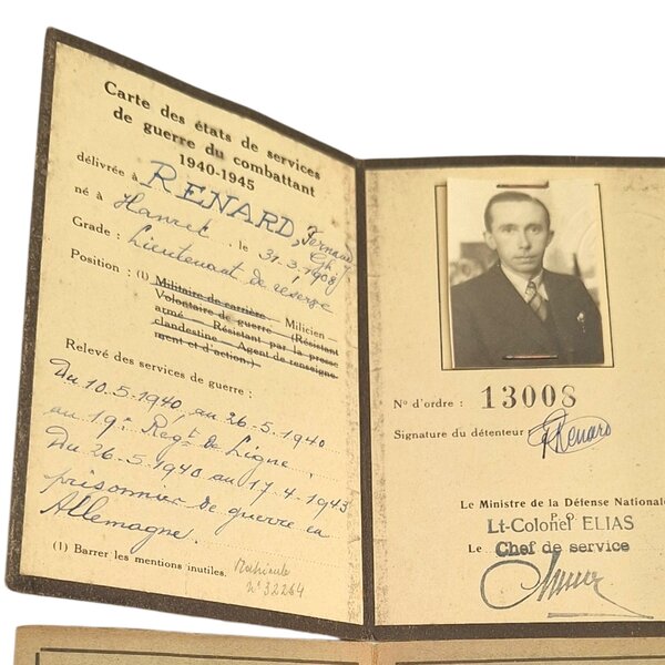 Ensemble de cartes d’un combattant belge 1940‑1945