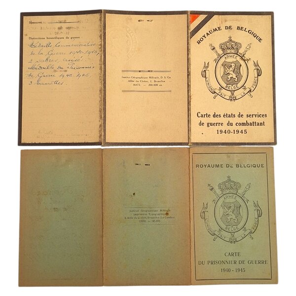 Ensemble de cartes d’un combattant belge 1940‑1945