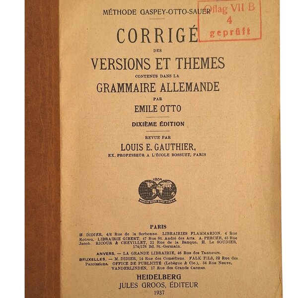 Livre de grammaire allemande 1937 – Prisonnier de guerre WW2