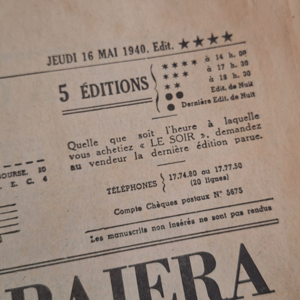 Journal Le Soir 1940